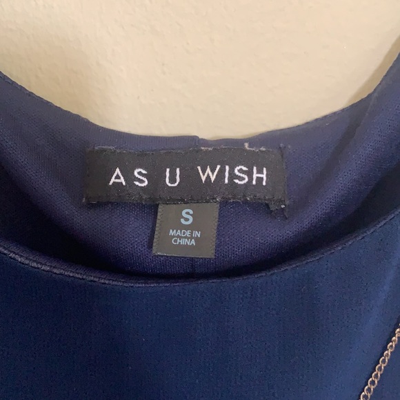 As u Wish Navy Dress with Necklace Size Small - Picture 4 of 5